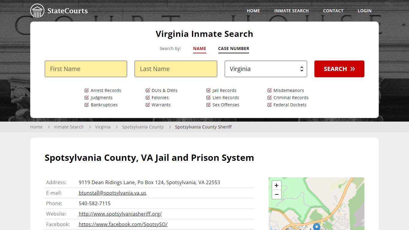 Spotsylvania County, VA Jail and Prison System - State Courts